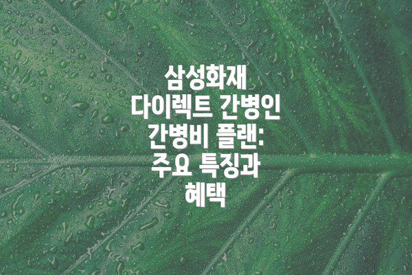 삼성화재 다이렉트 간병인 간병비 플랜:  주요 특징과 혜택