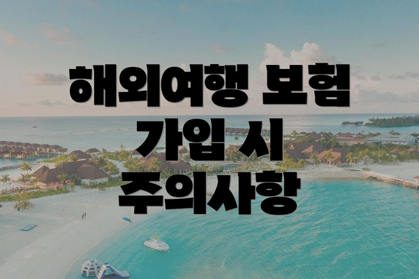 해외여행 보험 가입 시 주의사항
