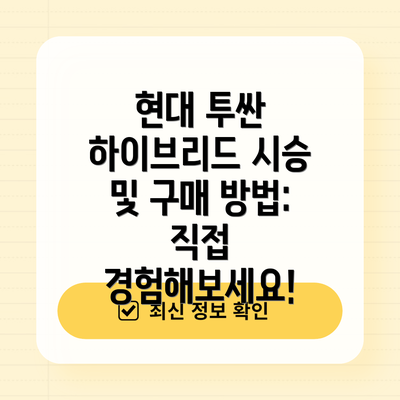 현대 투싼 하이브리드 시승 및 구매 방법: 직접 경험해보세요!