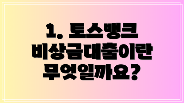 1. 토스뱅크 비상금대출이란 무엇일까요?