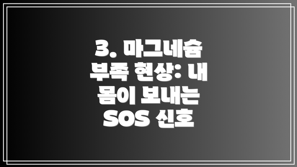 3. 마그네슘 부족 현상: 내 몸이 보내는 SOS 신호