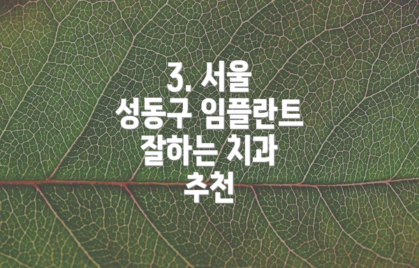 3. 서울 성동구 임플란트 잘하는 치과 추천