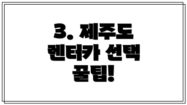 3. 제주도 렌터카 선택 꿀팁!