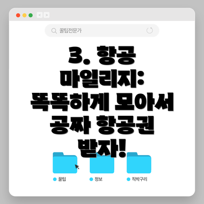 3. 항공 마일리지: 똑똑하게 모아서 공짜 항공권 받자!