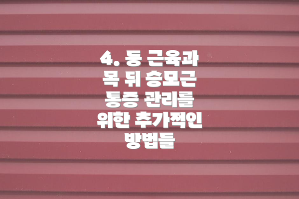 4. 등 근육과 목 뒤 승모근 통증 관리를 위한 추가적인 방법들