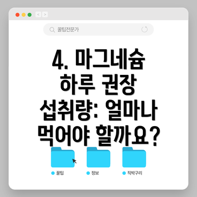4. 마그네슘 하루 권장 섭취량: 얼마나 먹어야 할까요?