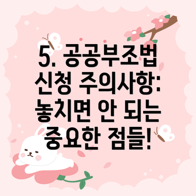 5. 공공부조법 신청 주의사항: 놓치면 안 되는 중요한 점들!