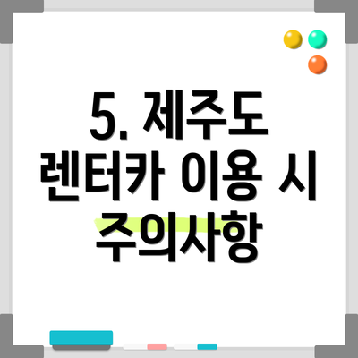 5. 제주도 렌터카 이용 시 주의사항