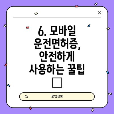 6. 모바일 운전면허증, 안전하게 사용하는 꿀팁 🔒