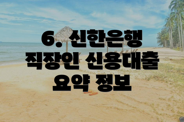 6. 신한은행 직장인 신용대출 요약 정보