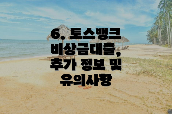 6. 토스뱅크 비상금대출, 추가 정보 및 유의사항