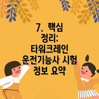 7.  핵심 정리:  타워크레인 운전기능사 시험 정보 요약