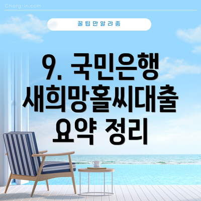 9. 국민은행 새희망홀씨대출 요약 정리