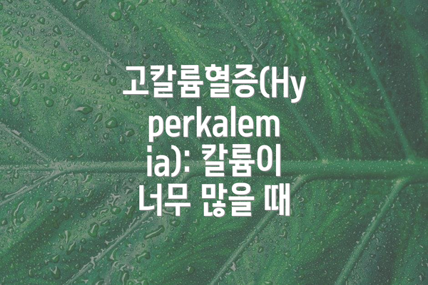 고칼륨혈증(Hyperkalemia): 칼륨이 너무 많을 때