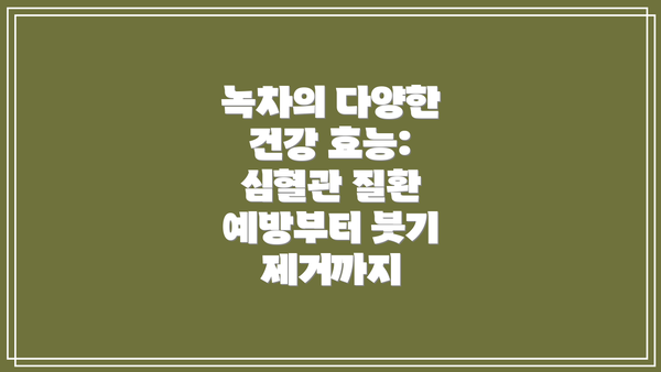 녹차의 다양한 건강 효능: 심혈관 질환 예방부터 붓기 제거까지