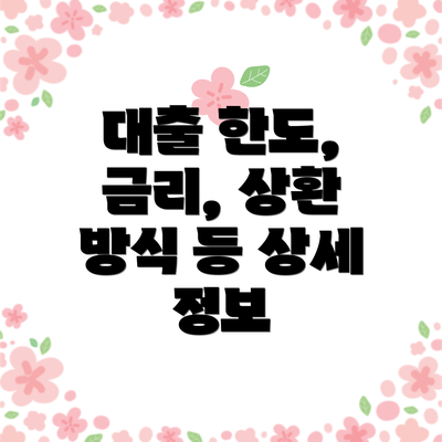 대출 한도, 금리, 상환 방식 등 상세 정보
