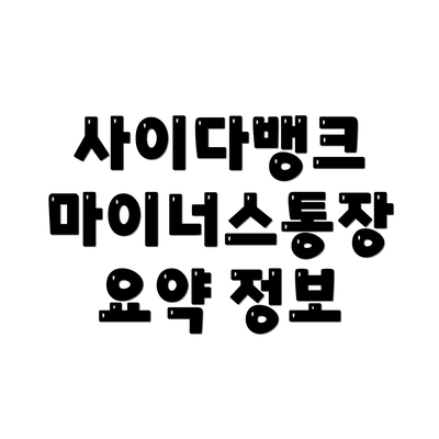 사이다뱅크 마이너스통장 요약 정보