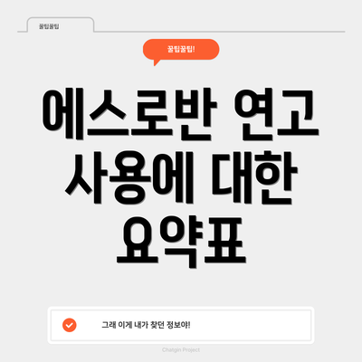 에스로반 연고 사용에 대한 요약표
