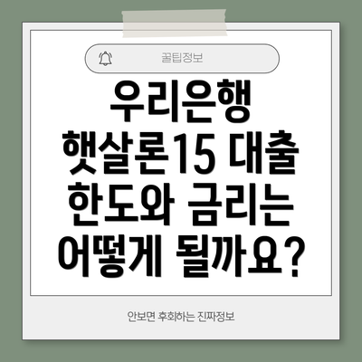 우리은행 햇살론15 대출 한도와 금리는 어떻게 될까요?