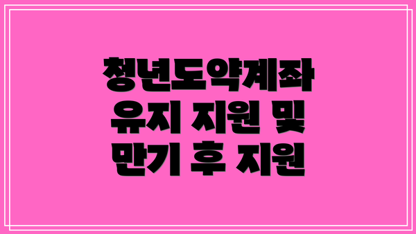 청년도약계좌 유지 지원 및 만기 후 지원
