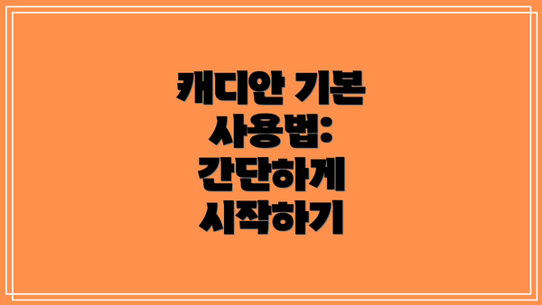 캐디안 기본 사용법: 간단하게 시작하기