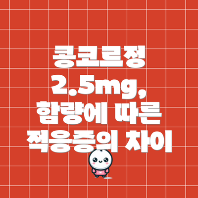 콩코르정 2.5mg 함량에 따른 주요 특징 비교