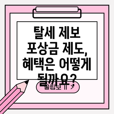 탈세 제보 포상금 제도, 혜택은 어떻게 될까요?