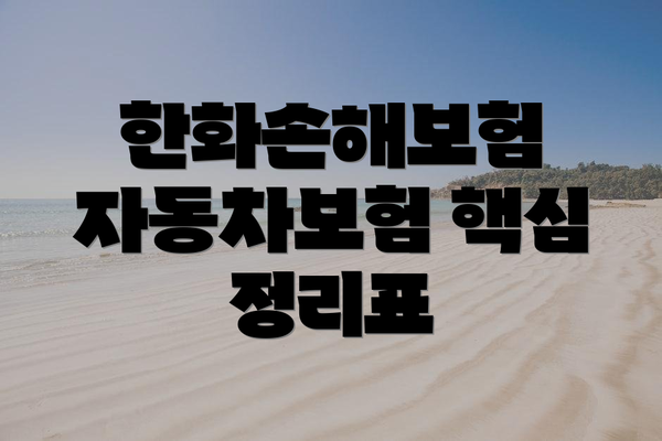 한화손해보험 자동차보험 핵심 정리표