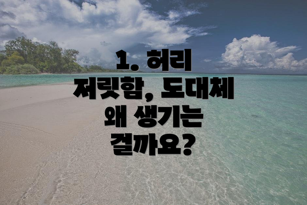 1. 허리 저릿함, 도대체 왜 생기는 걸까요?