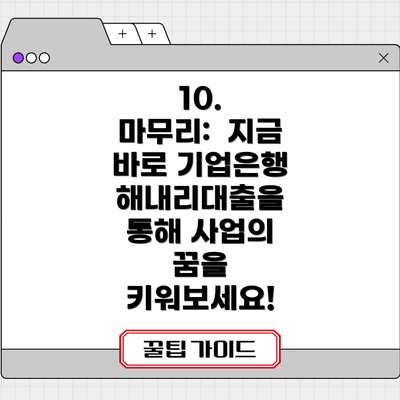 10.  마무리:  지금 바로 기업은행 해내리대출을 통해 사업의 꿈을 키워보세요!