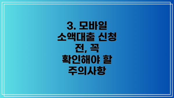 3. 모바일 소액대출 신청 전, 꼭 확인해야 할 주의사항