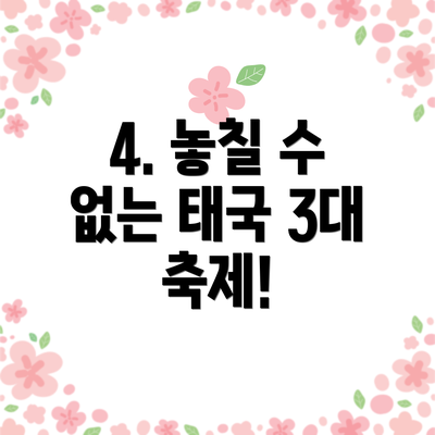 4. 놓칠 수 없는 태국 3대 축제!