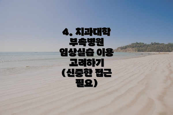 4. 치과대학 부속병원 임상실습 이용 고려하기 (신중한 접근 필요)