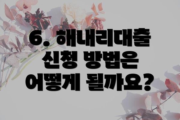 6. 해내리대출 신청 방법은 어떻게 될까요?