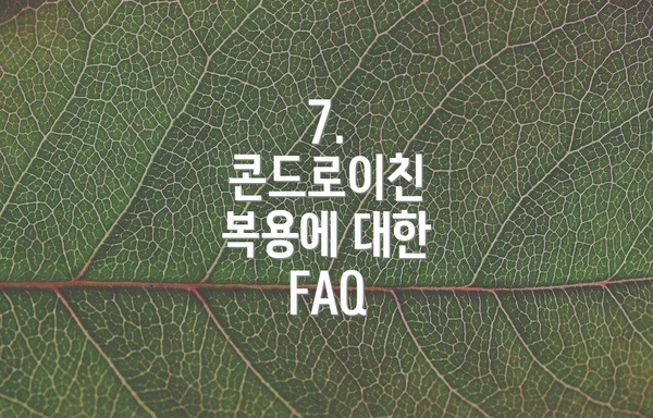 7.  콘드로이친 복용에 대한 FAQ