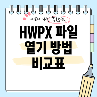 HWPX 파일 열기 방법 비교표