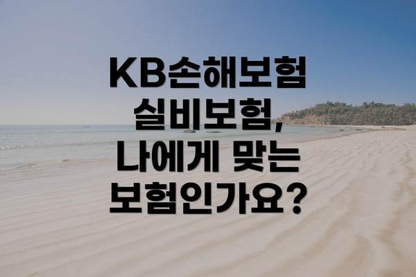 KB손해보험 실비보험, 나에게 맞는 보험인가요?