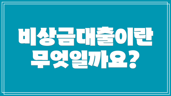 비상금대출이란 무엇일까요?