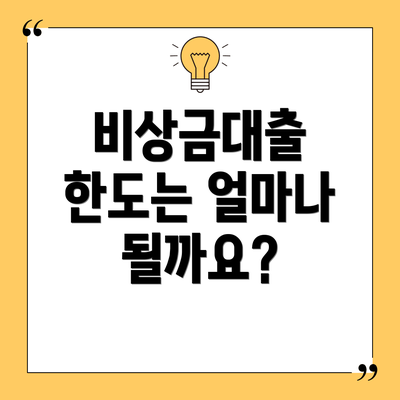 비상금대출 한도는 얼마나 될까요?