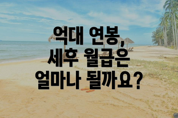 억대 연봉, 세후 월급은 얼마나 될까요?
