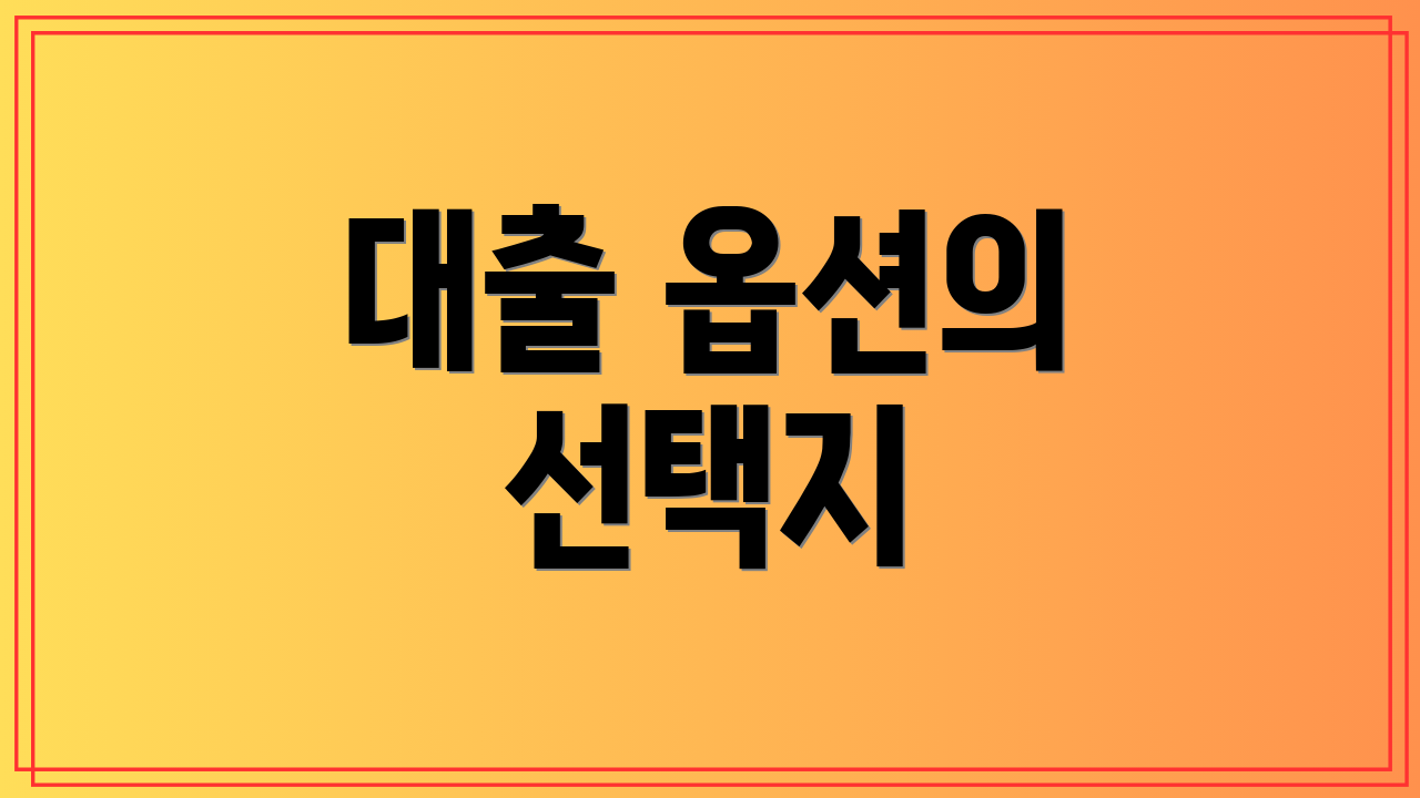 대출 옵션의 선택지