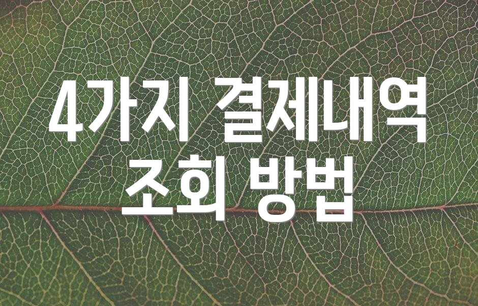 4가지 결제내역 조회 방법