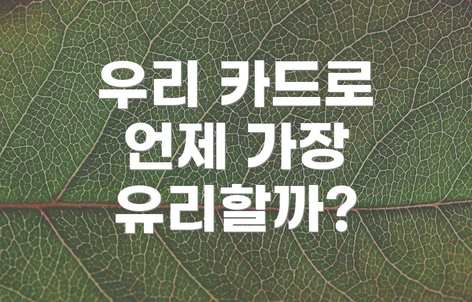 우리 카드로 언제 가장 유리할까?