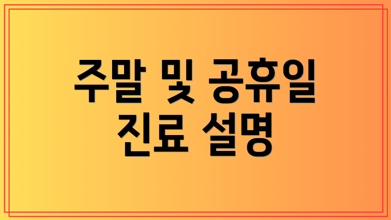 주말 및 공휴일 진료 설명