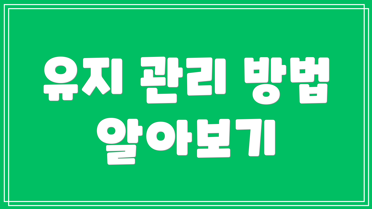 유지 관리 방법 알아보기