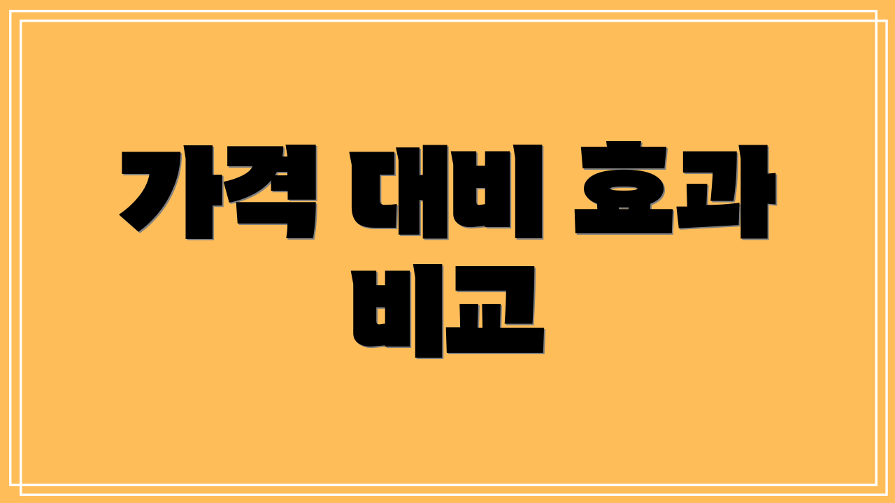 가격 대비 효과 비교