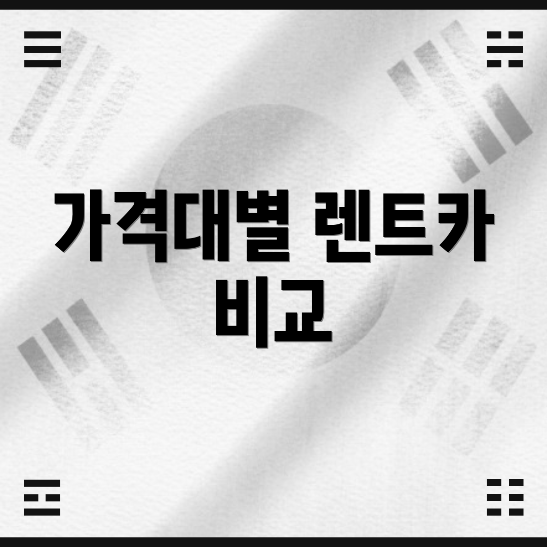 가격대별 렌트카 비교