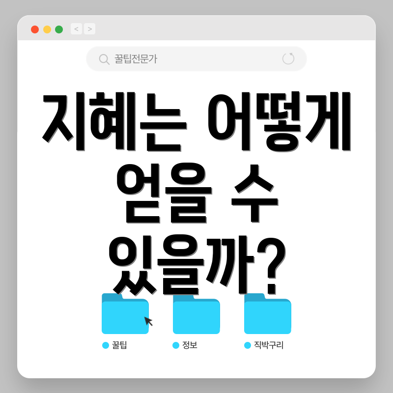 지혜는 어떻게 얻을 수 있을까?