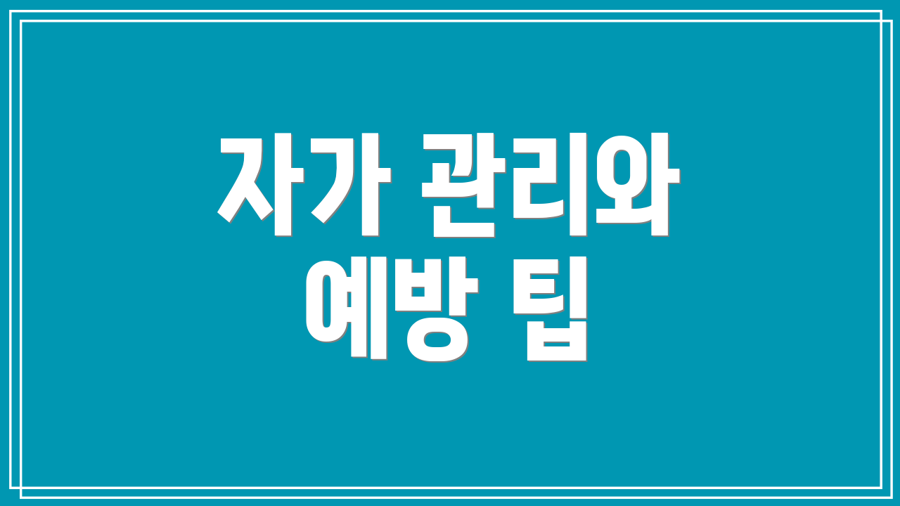 자가 관리와 예방 팁