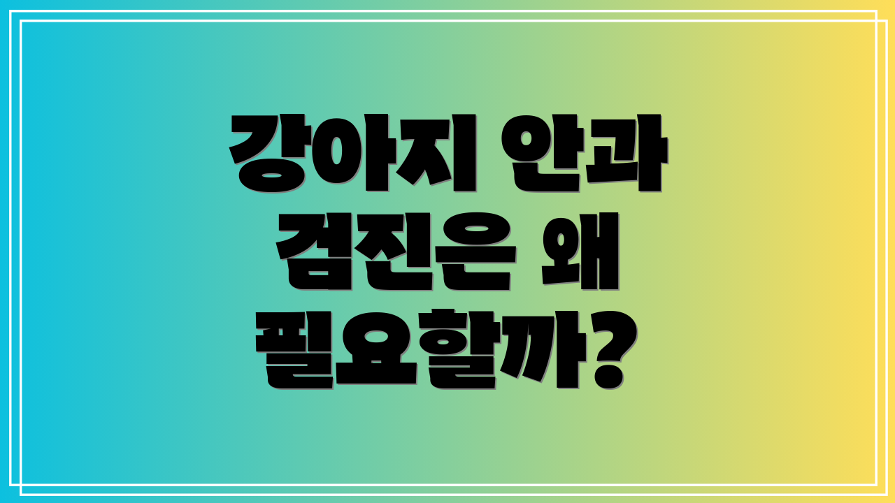 강아지 안과 검진은 왜 필요할까?